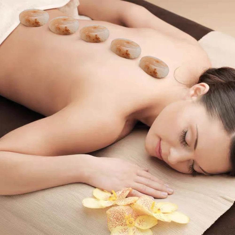 Set Of 6 Hand-Carved Pink Salt Crystal Massage Stones - Sleep Galleria