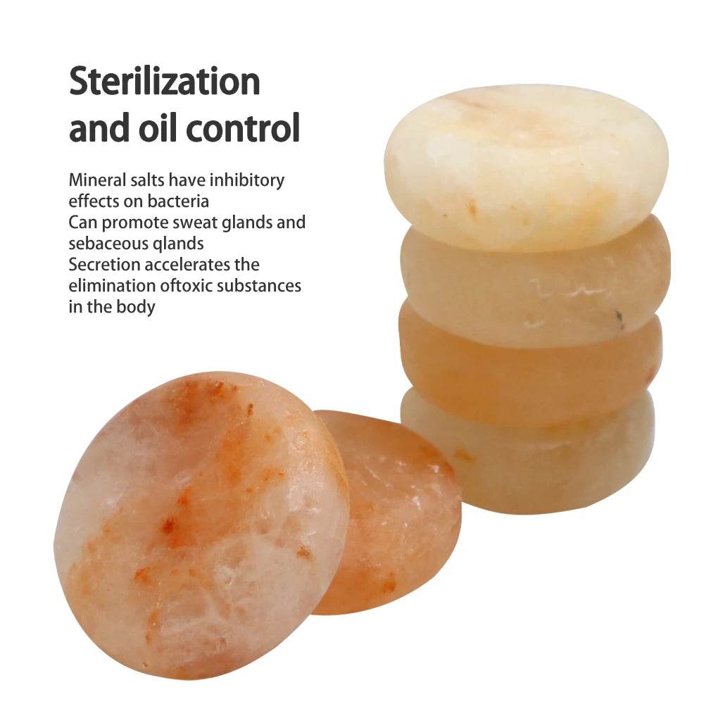 Set Of 6 Hand-Carved Pink Salt Crystal Massage Stones - Sleep Galleria