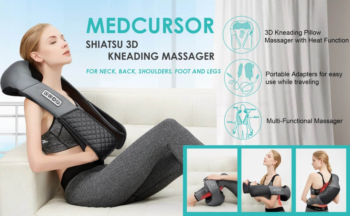 Shiatsu Heated Neck And Back Kneading Massager Pillow - Sleep Galleria
