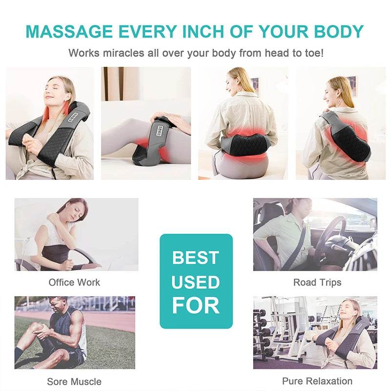 Shiatsu Heated Neck And Back Kneading Massager Pillow - Sleep Galleria