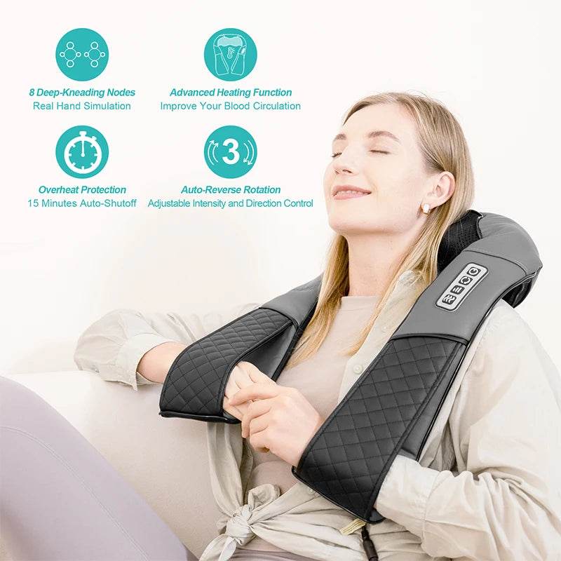 Shiatsu Heated Neck And Back Kneading Massager Pillow - Sleep Galleria