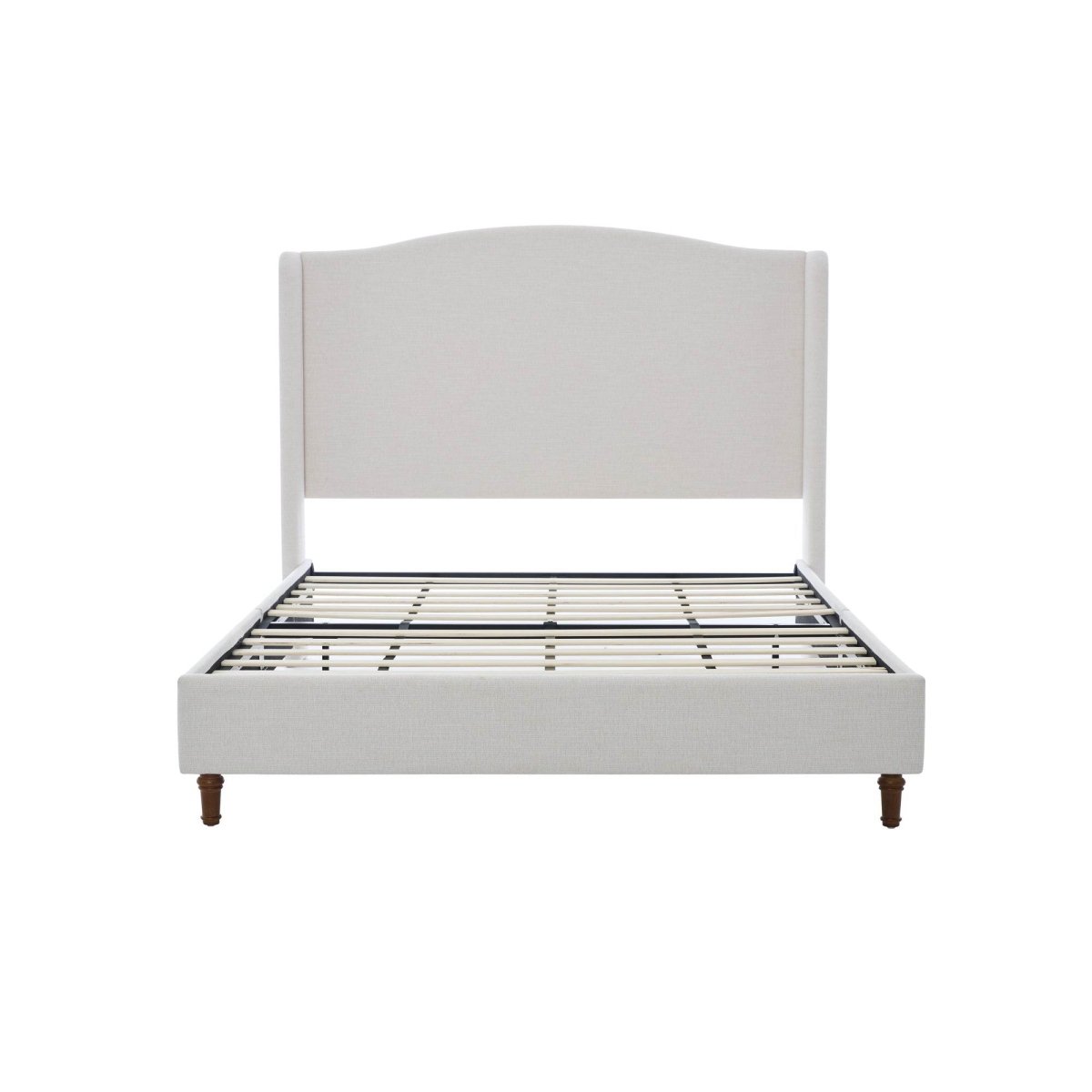 King Minimalist Upholstered Wingback Bed Frame Ivory - Minimalist Designs - Omega Lifestyles