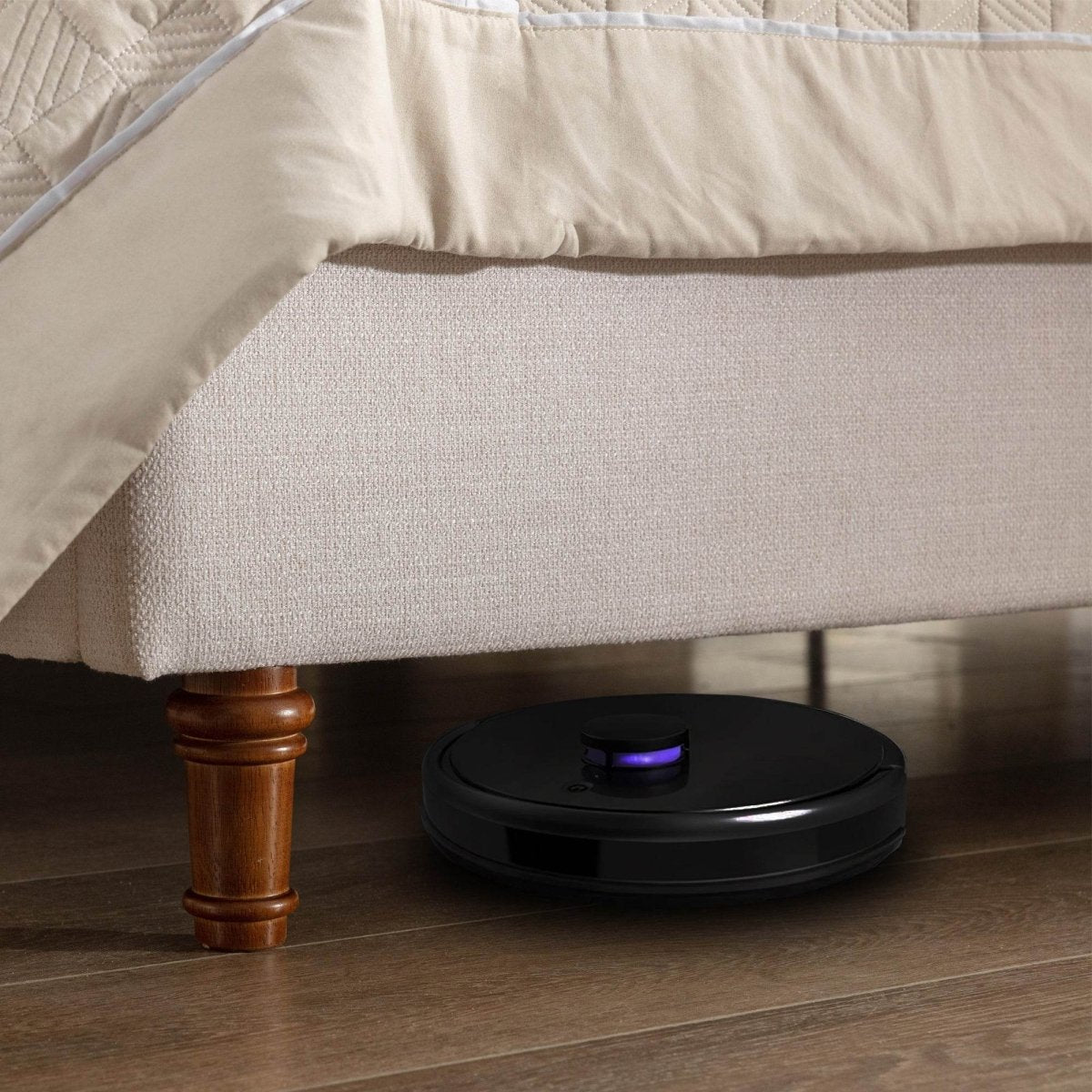 King Minimalist Upholstered Wingback Bed Frame Ivory - Minimalist Designs - Omega Lifestyles