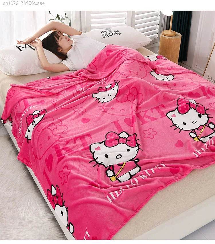 Hello Kitty Plush Cartoon Coral Fleece Blanket - Omega Lifestyles