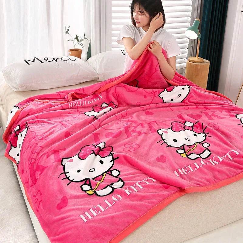 Hello Kitty Plush Cartoon Coral Fleece Blanket - Omega Lifestyles