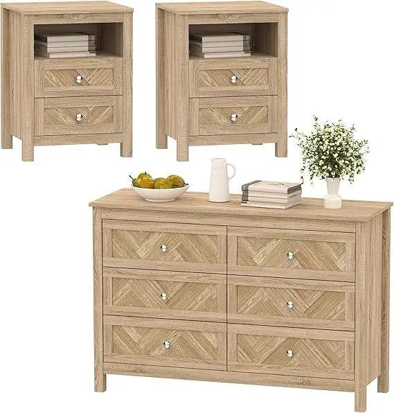 3-Piece Engineered Wood Bedroom Dresser And Nightstand Set - Omega Lifestyles