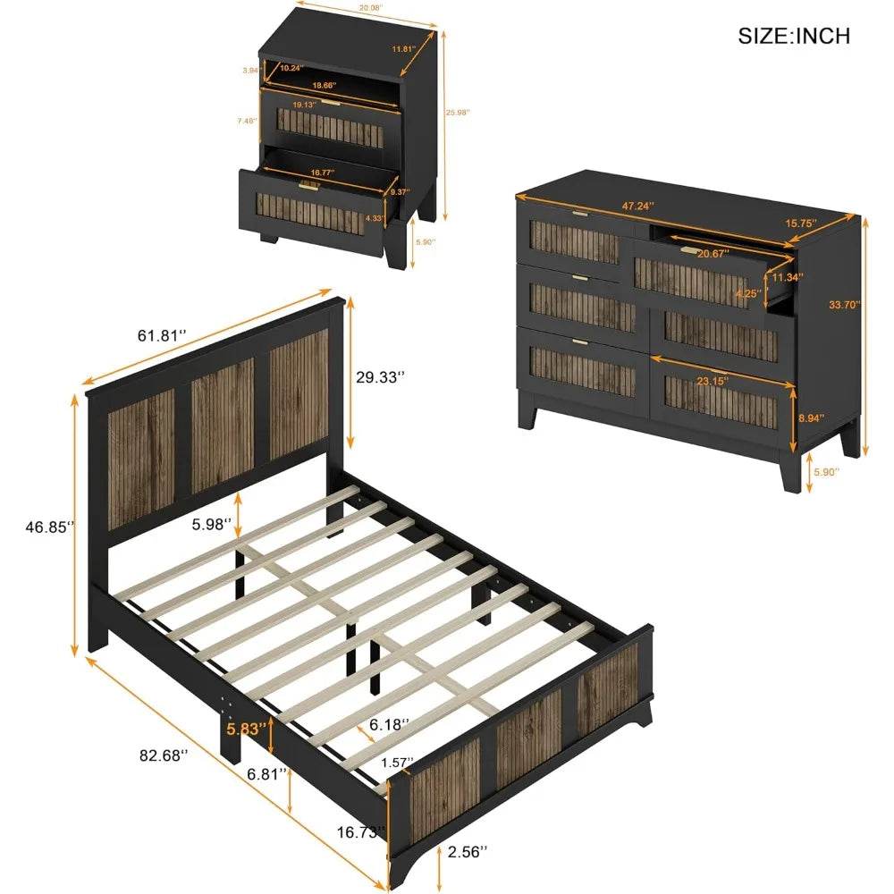 4 Piece Modern Queen Bedroom Furniture Set - Omega Lifestyles