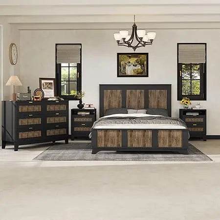 4 Piece Modern Queen Bedroom Furniture Set - Omega Lifestyles