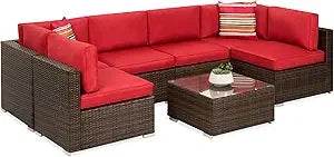 7-Piece Modular Outdoor Wicker Patio Sectional Set - Omega Lifestyles