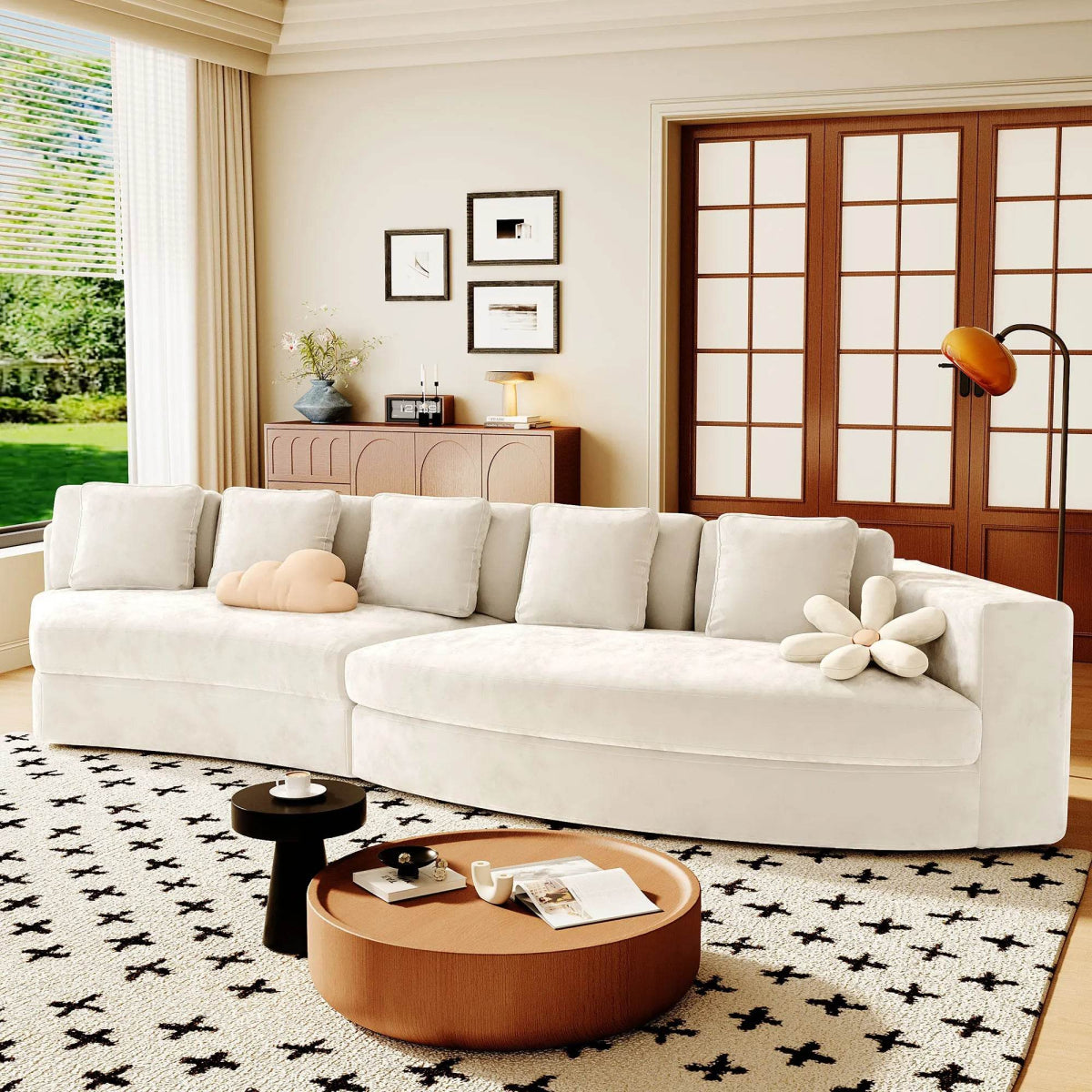 2-Piece Chenille Modular Curved Sectional Sofa Set - Omega Lifestyles