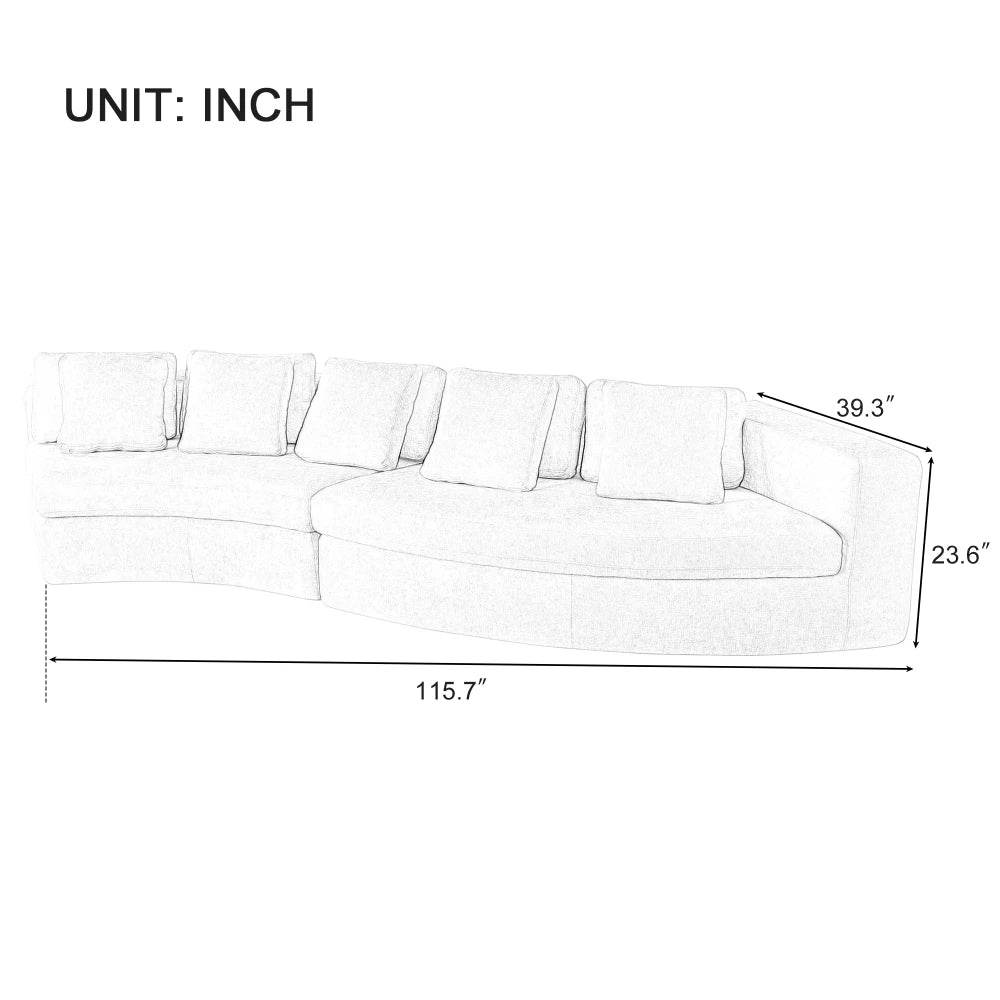 2-Piece Chenille Modular Curved Sectional Sofa Set - Omega Lifestyles
