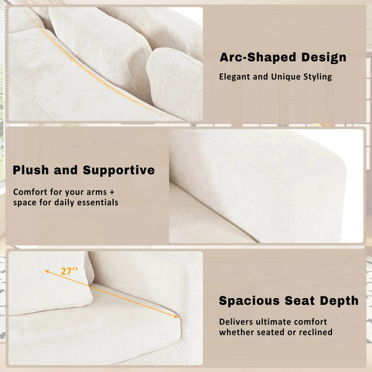 2-Piece Chenille Modular Curved Sectional Sofa Set - Omega Lifestyles