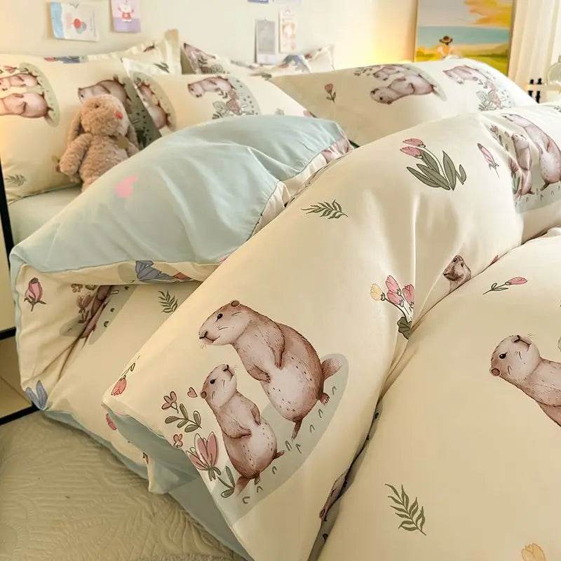 Cute Cartoon Bedding Set with Duvet Cover and Pillowcases - Sleep Galleria