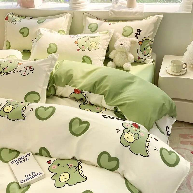 Cute Cartoon Bedding Set with Duvet Cover and Pillowcases - Sleep Galleria