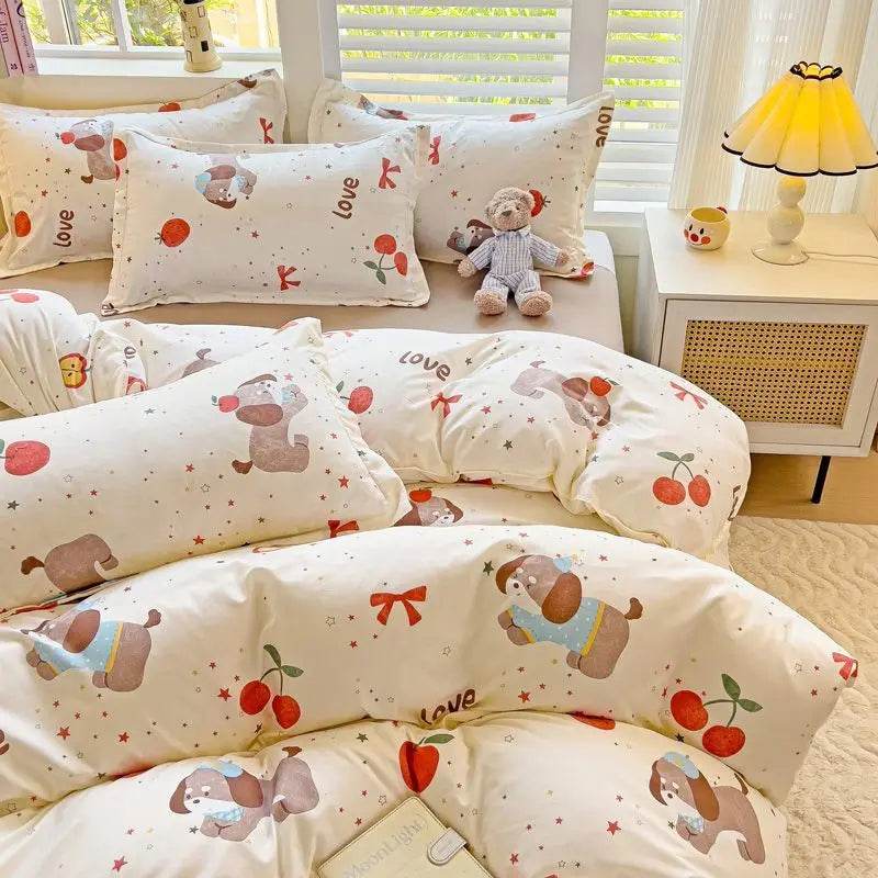 Cute Cartoon Bedding Set with Duvet Cover and Pillowcases - Sleep Galleria