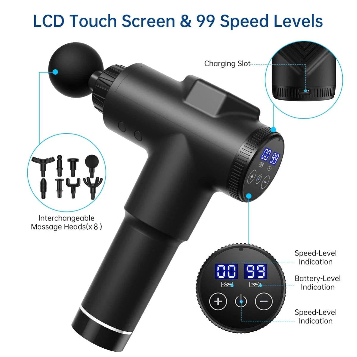 Deep Muscle Percussion Massage Gun with 99 Speeds and Carry Case - Sleep Galleria