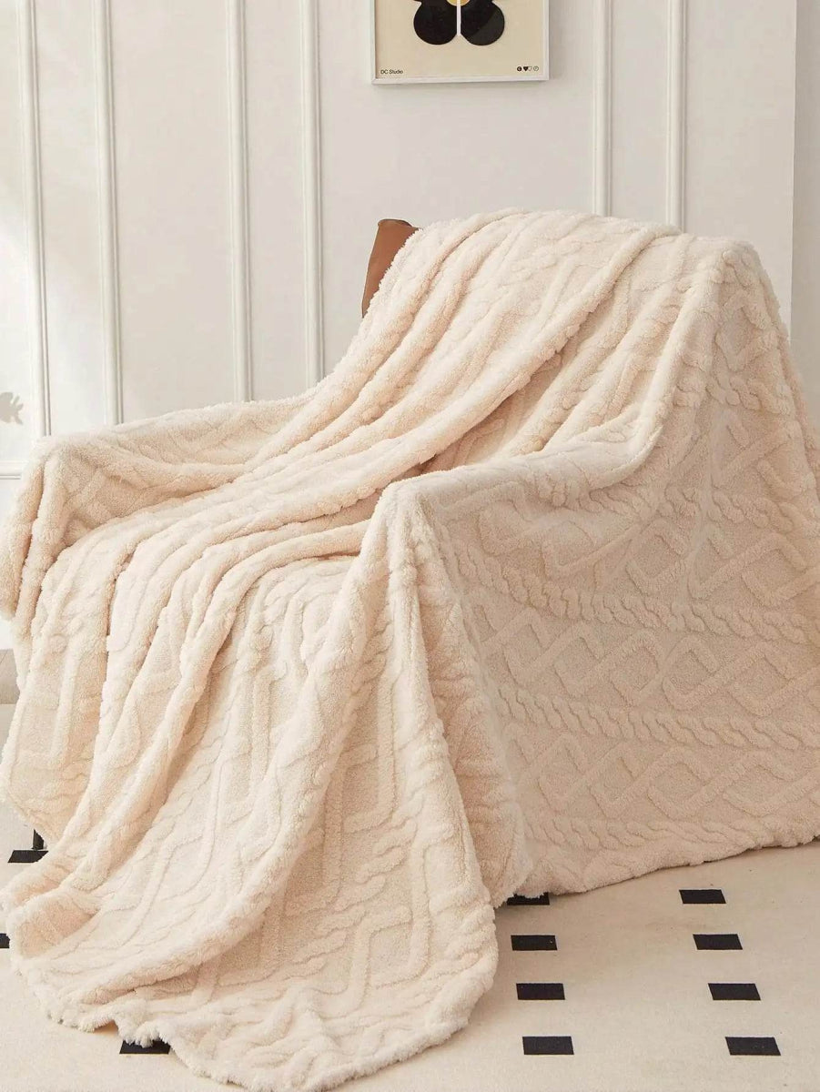 Lightweight Portable Coral Fleece Woven Blanket - Sleep Galleria