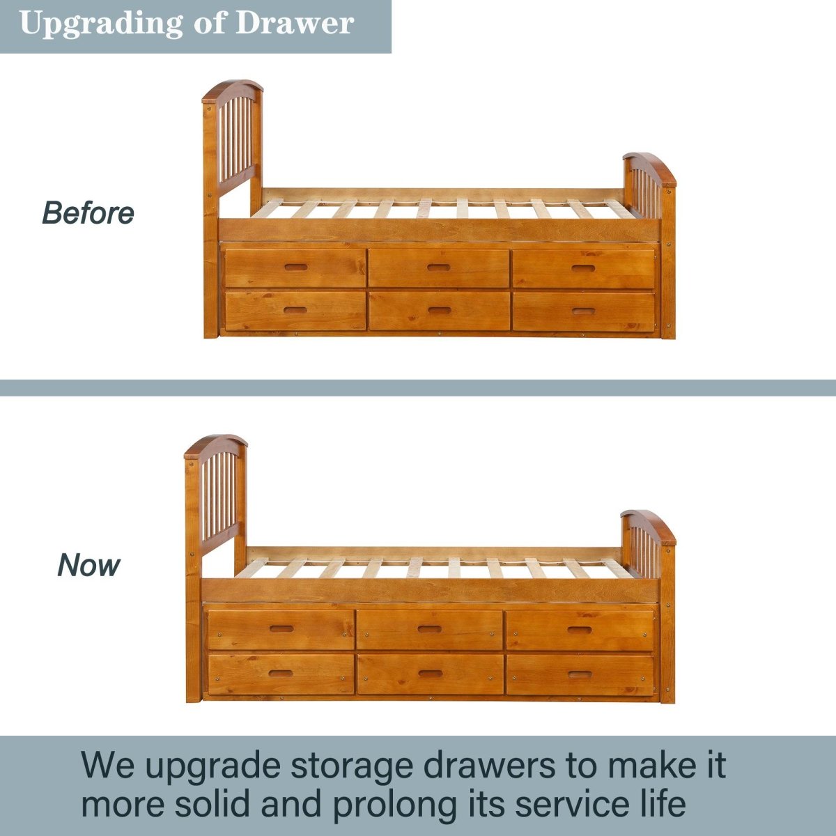 Solid Wood Platform Storage Bed with 6 Drawers - Sleep Galleria