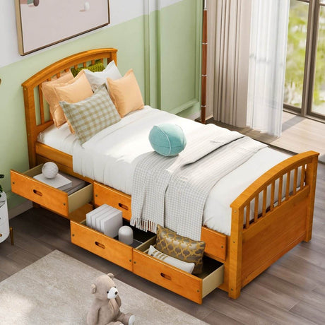 Twin Solid Wood Platform Bed Frame With Drawers - Sleep Galleria