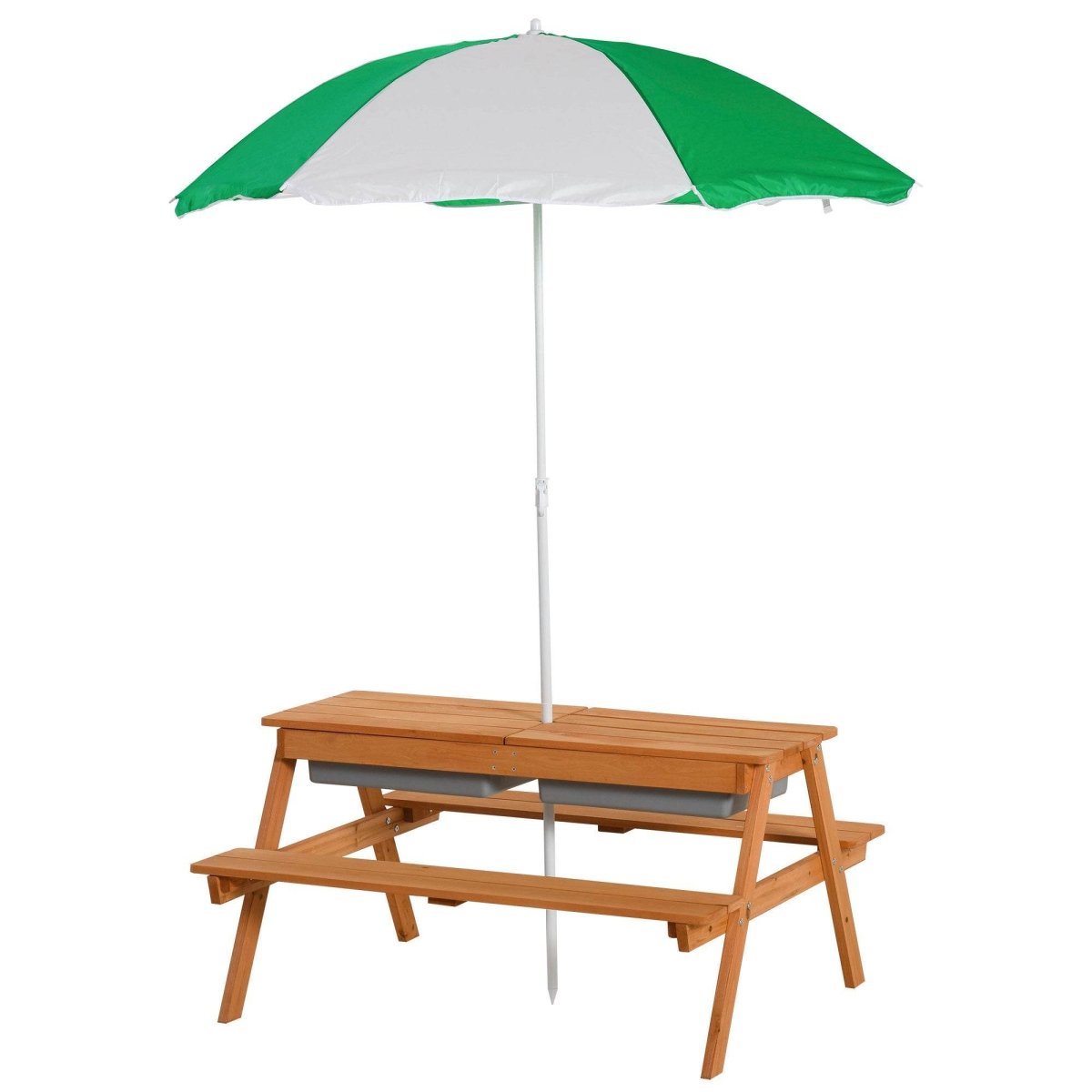 Kids Wooden Outdoor Picnic Table With Adjustable Umbrella - Outsunny - Omega Lifestyles