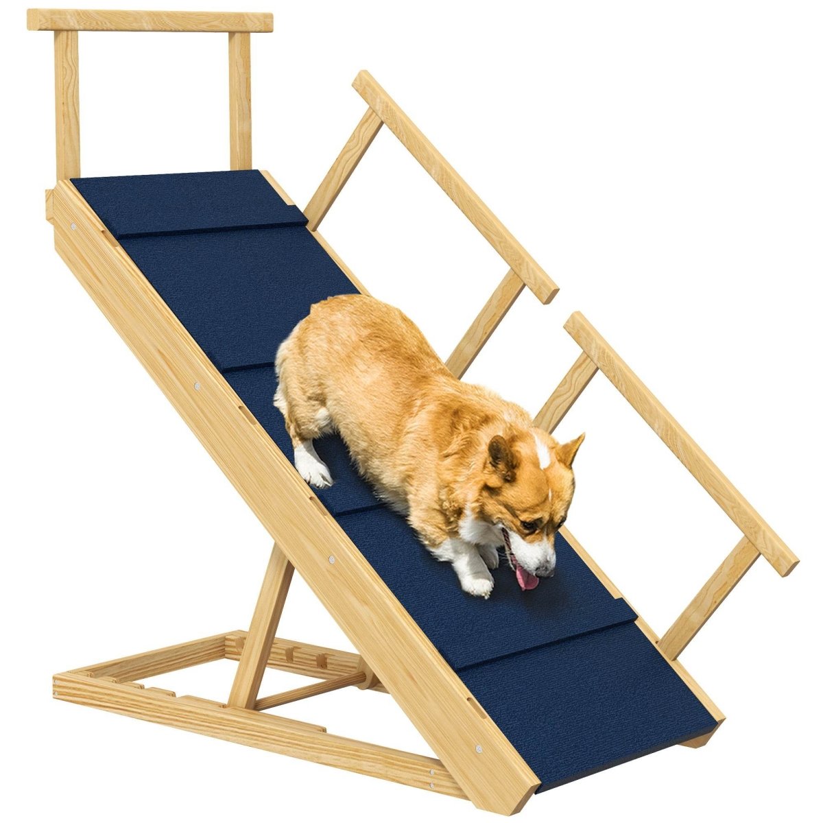 Adjustable Foldable Wooden Dog Ramp With Non-Slip Mat - Sleep Galleria