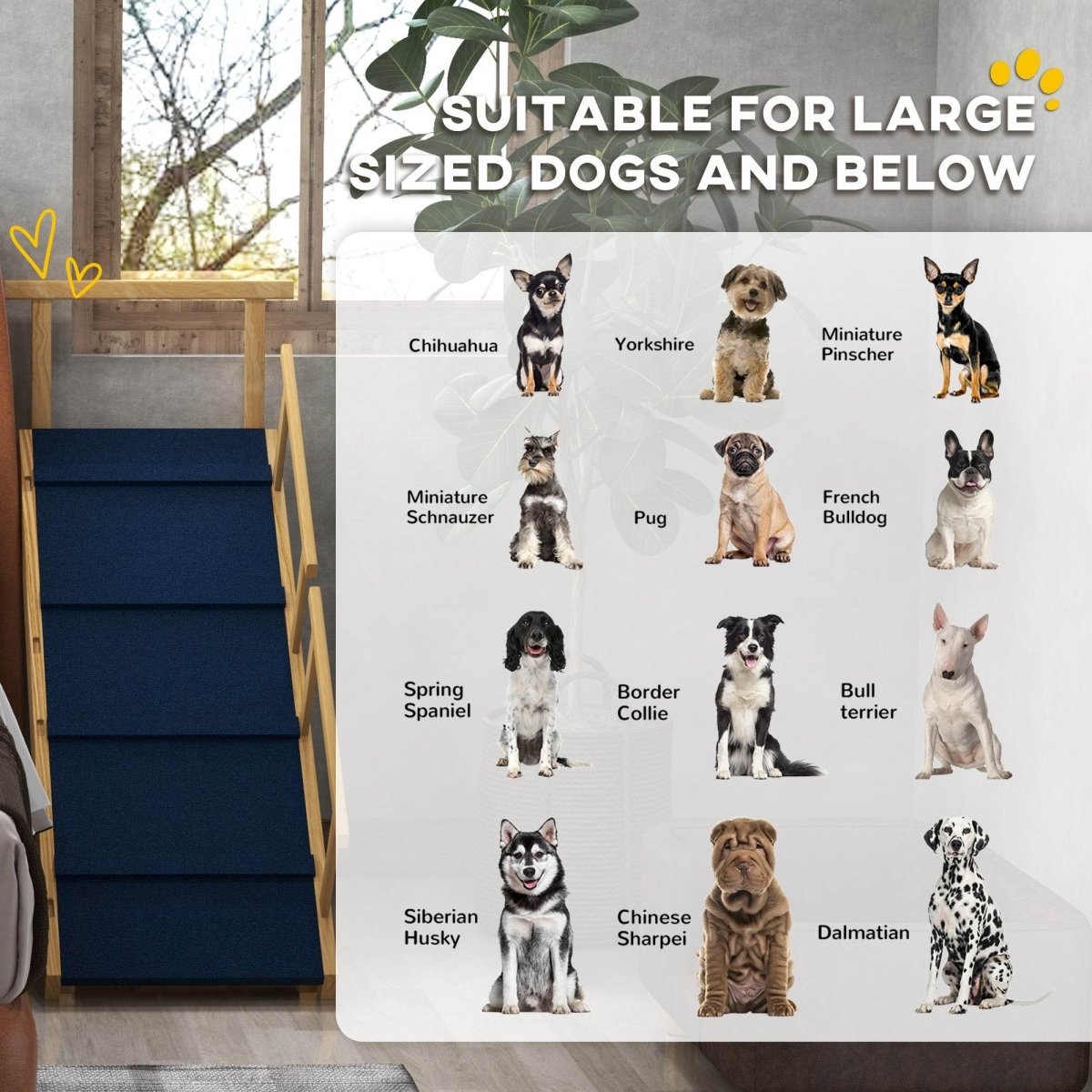Adjustable Foldable Wooden Dog Ramp With Non-Slip Mat - Sleep Galleria