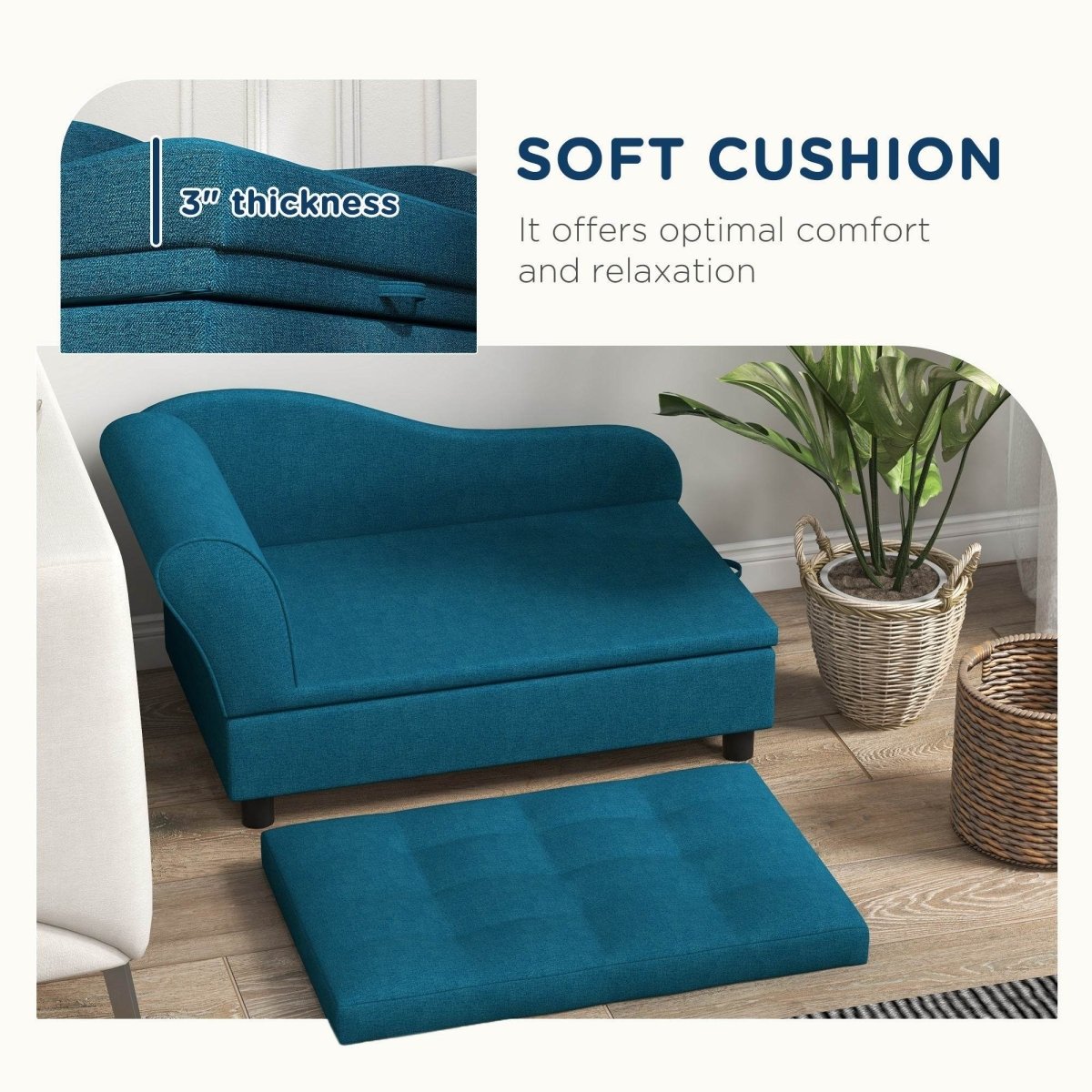 Elevated Pet Sofa Bed With Storage And Tufted Cushion - Sleep Galleria