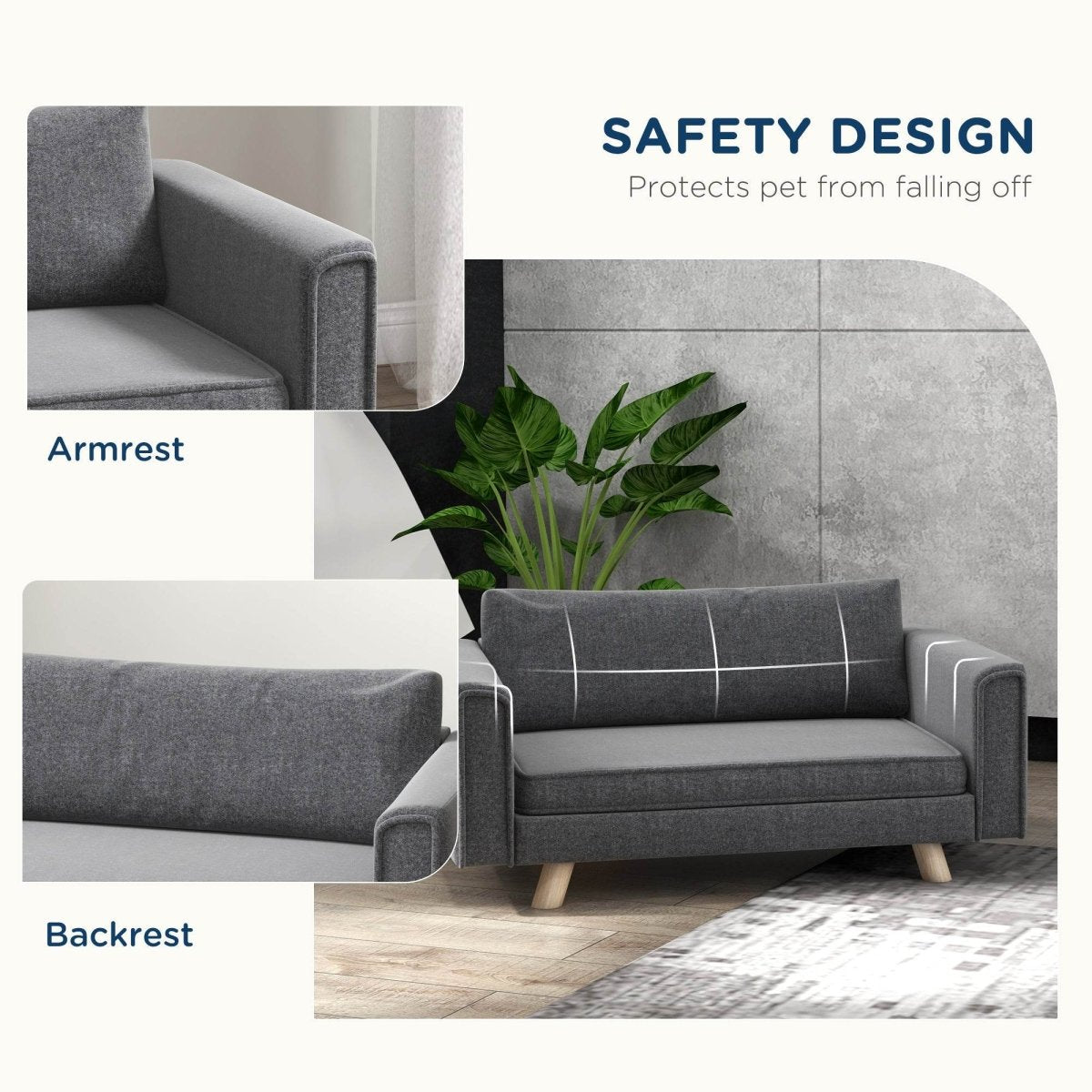 Elevated Pet Sofa With Removable Cushions And Anti-Slip Pads - Sleep Galleria