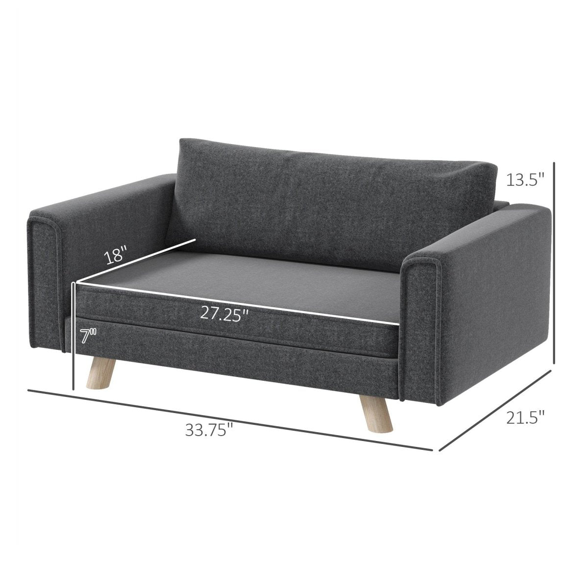 Elevated Pet Sofa With Removable Cushions And Anti-Slip Pads - Sleep Galleria