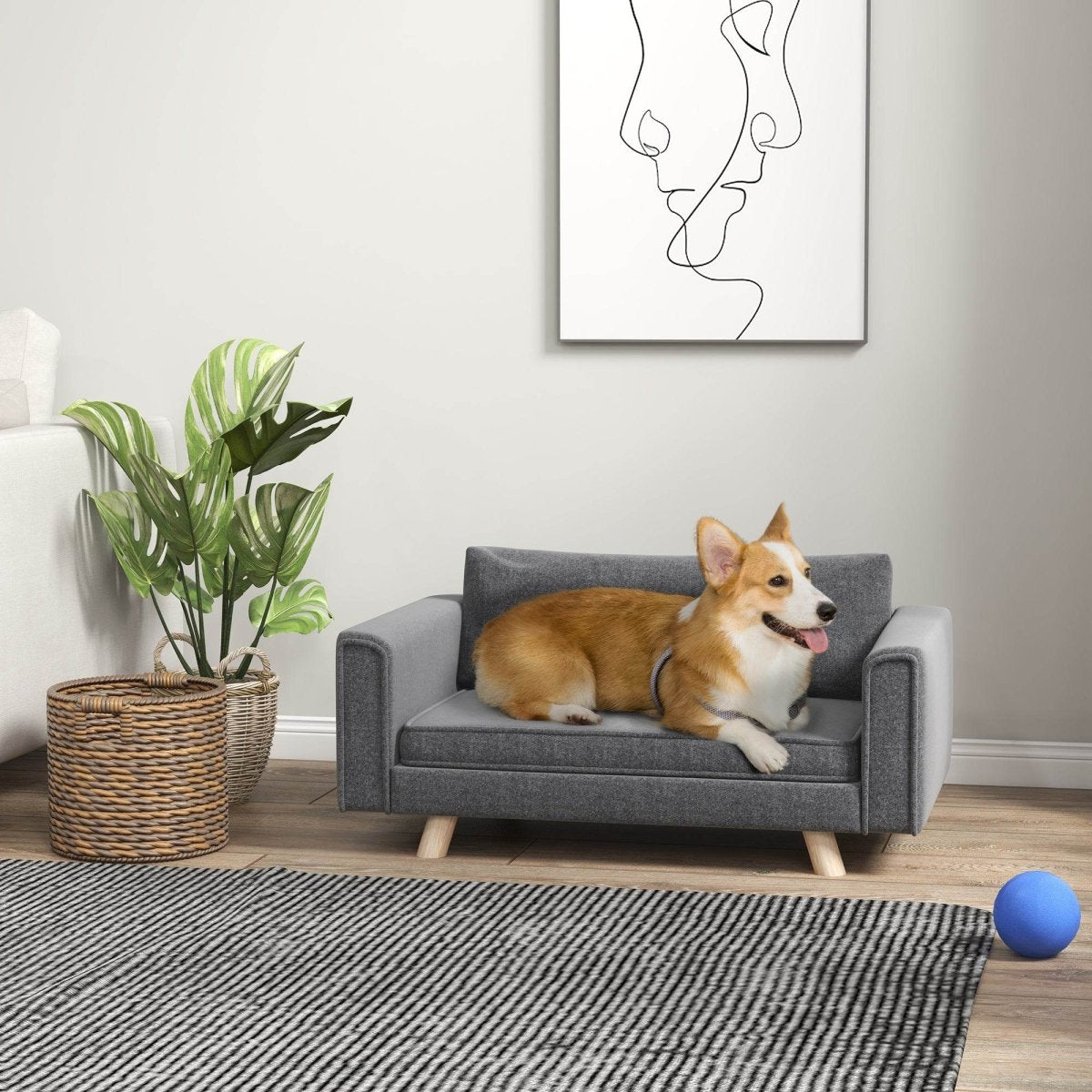 Elevated Pet Sofa With Removable Cushions And Anti-Slip Pads - Sleep Galleria