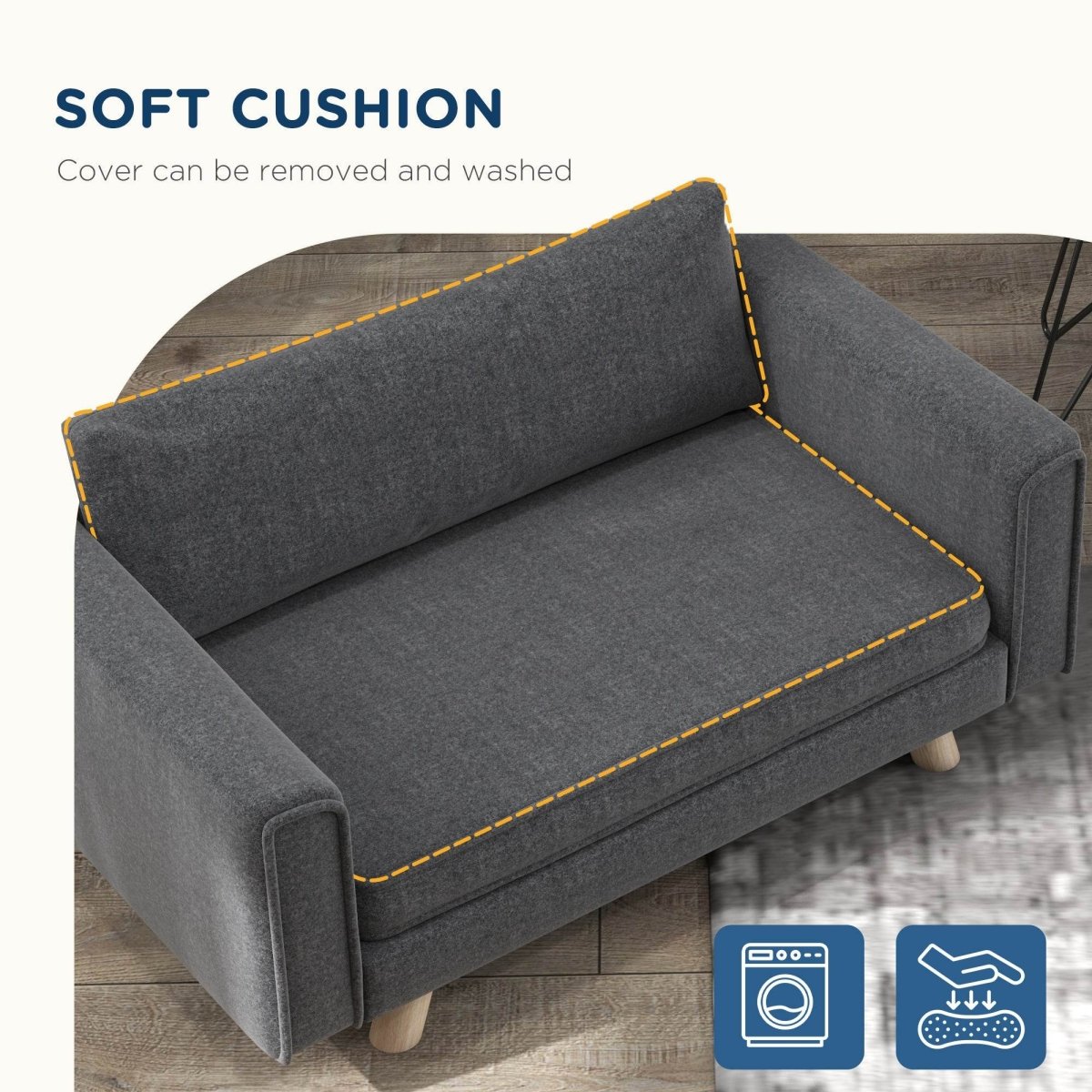 Elevated Pet Sofa With Removable Cushions And Anti-Slip Pads - Sleep Galleria