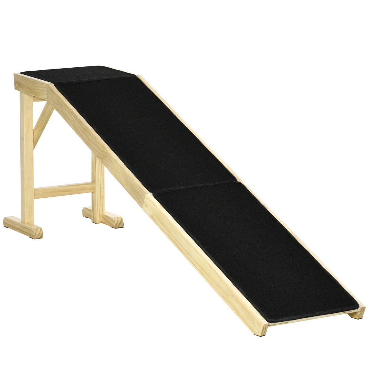Natural Wood Pet Ramp With Non-Slip Carpet Platform - Sleep Galleria