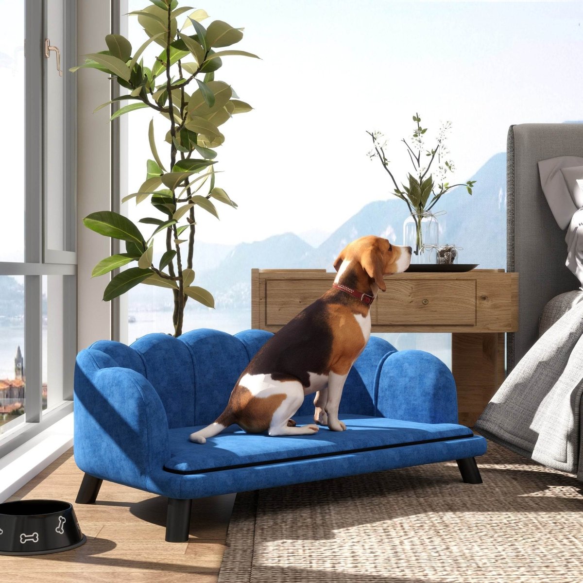 Velvet Large Dog Couch With Foam Cushion - Sleep Galleria