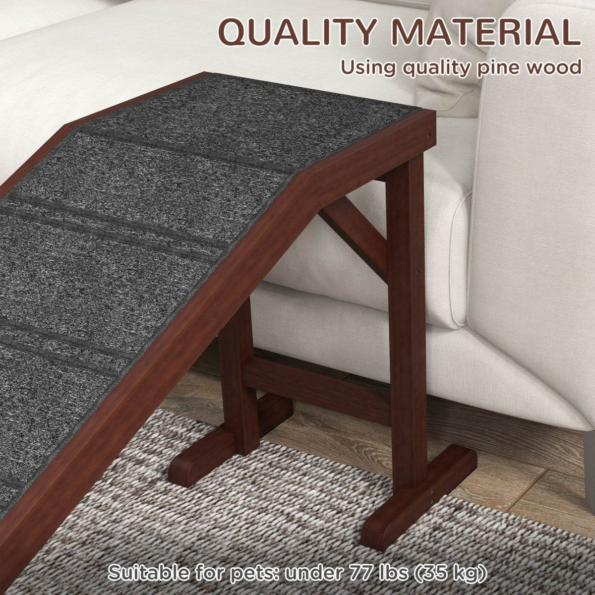 Wooden Pet Ramp With Anti-Slip Carpet Platform - Sleep Galleria