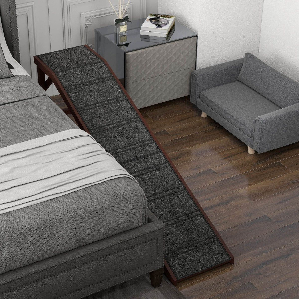 Wooden Pet Ramp With Anti-Slip Carpet Platform - Sleep Galleria