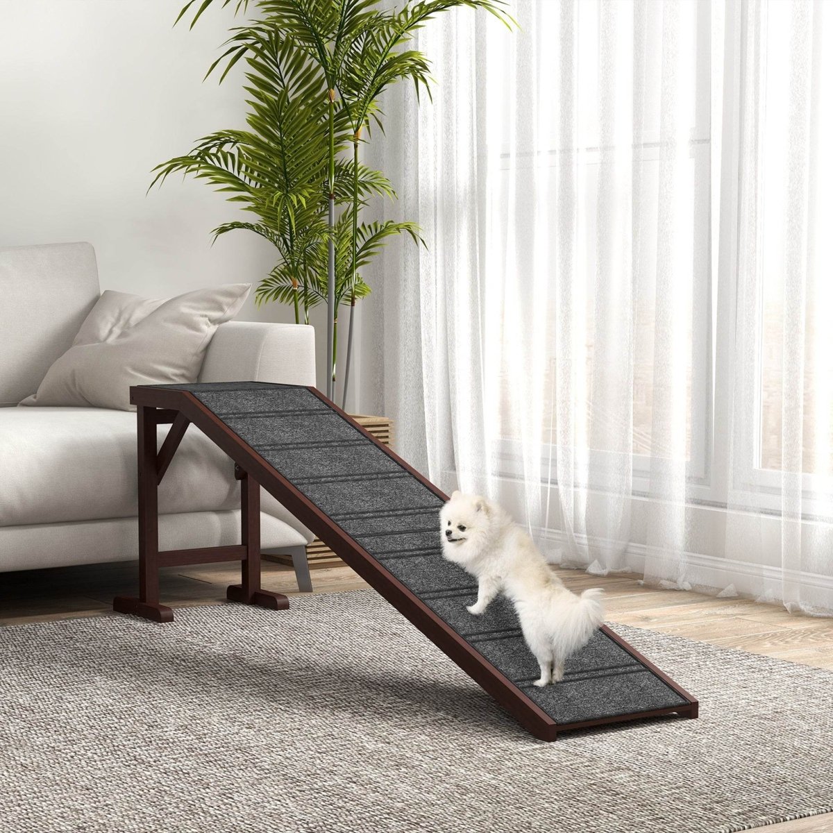 Wooden Pet Ramp With Anti-Slip Carpet Platform - Sleep Galleria