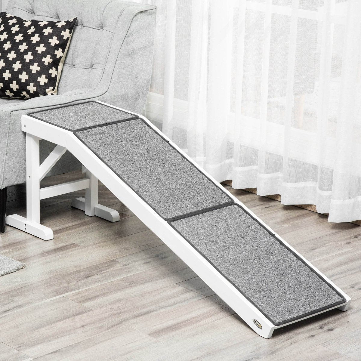 Wooden Pet Ramp With Non-Slip Carpeted Top Platform - Sleep Galleria
