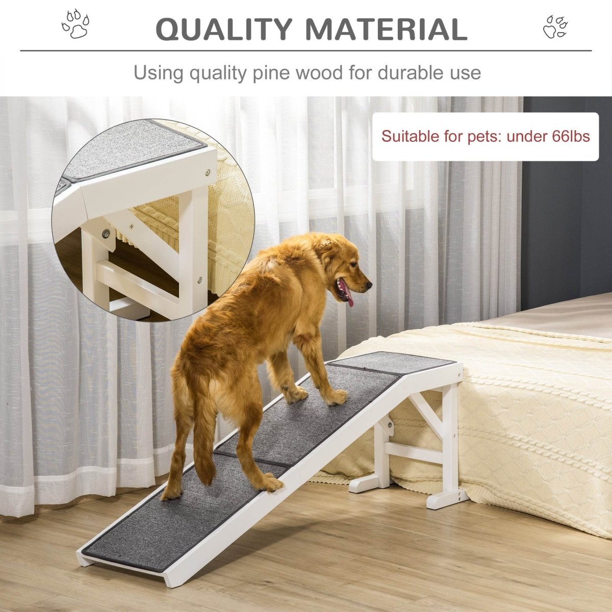 Wooden Pet Ramp With Non-Slip Carpeted Top Platform - Sleep Galleria