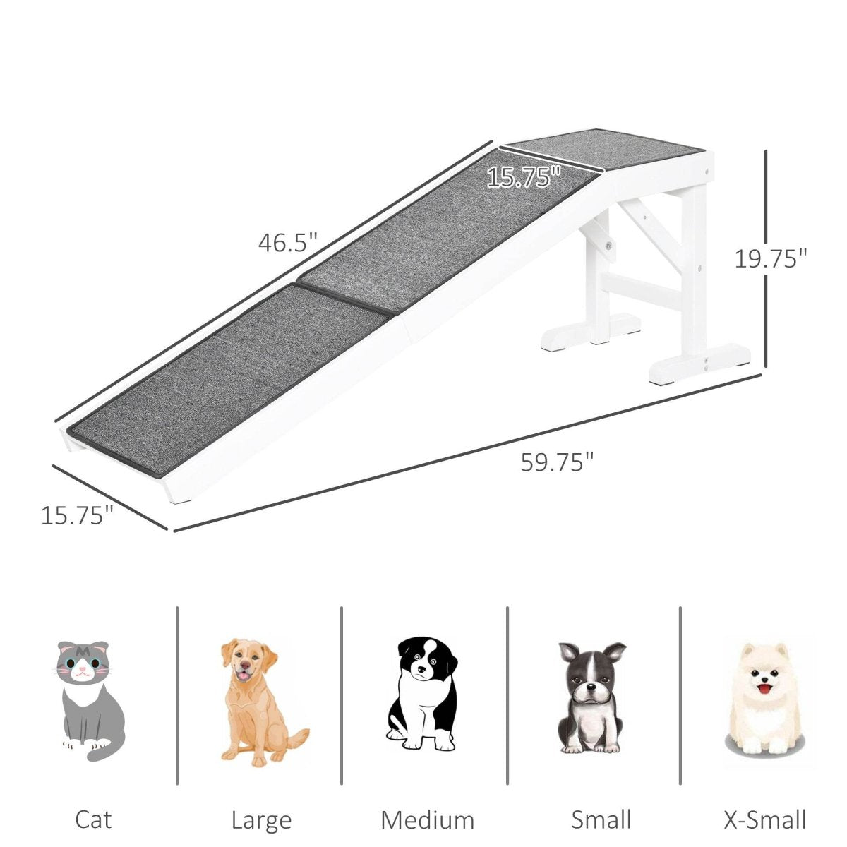 Wooden Pet Ramp With Non-Slip Carpeted Top Platform - Sleep Galleria