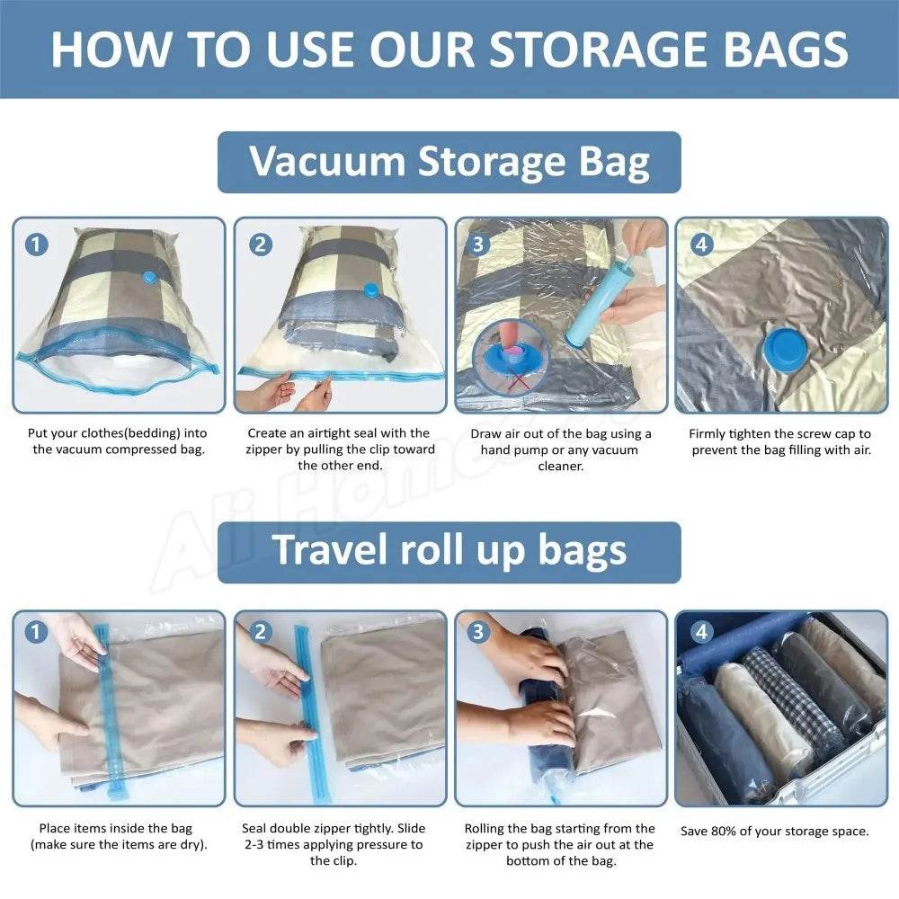 Vacuum Storage Bags Set for Clothes and Bedding - Omega Lifestyles
