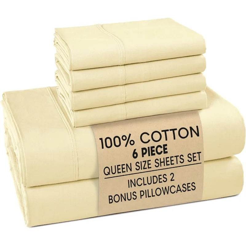 6-Piece Cotton Percale Sheet Set - Omega Lifestyles