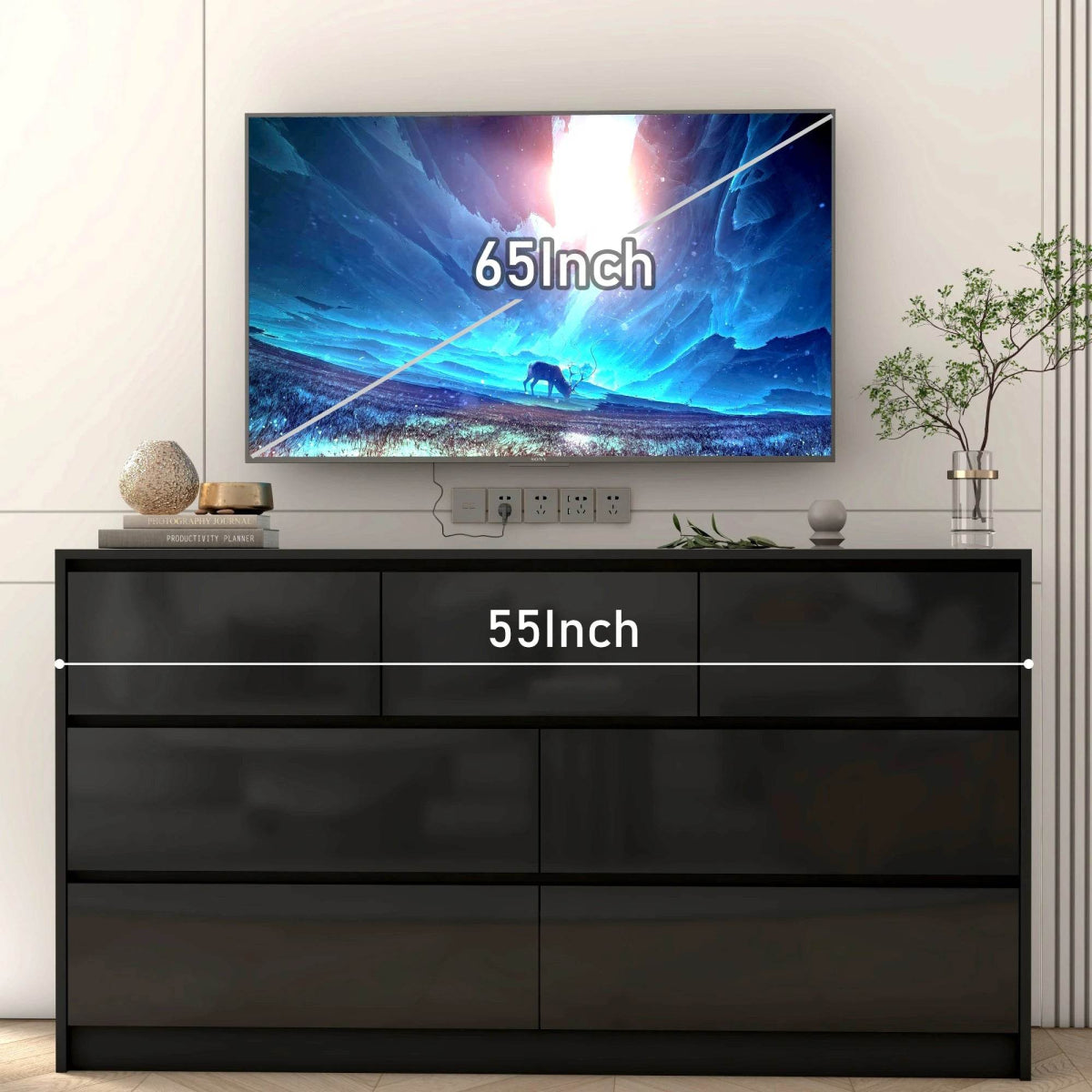 Modern 7-Drawer High Gloss Wood Dresser Chest - Omega Lifestyles