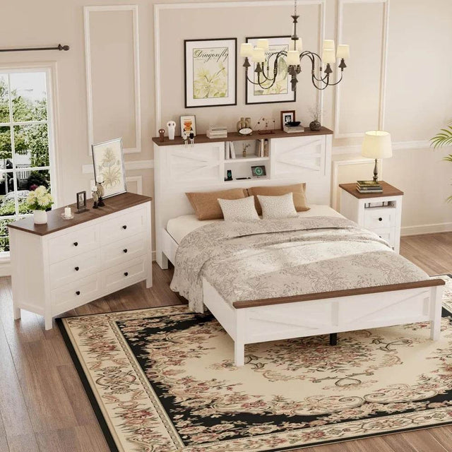 3-Piece Farmhouse Bedroom Set With Storage - Omega Lifestyles