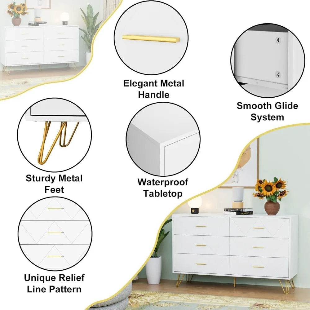 3-Piece White Modern Bedroom Dresser And Nightstand Set - Omega Lifestyles