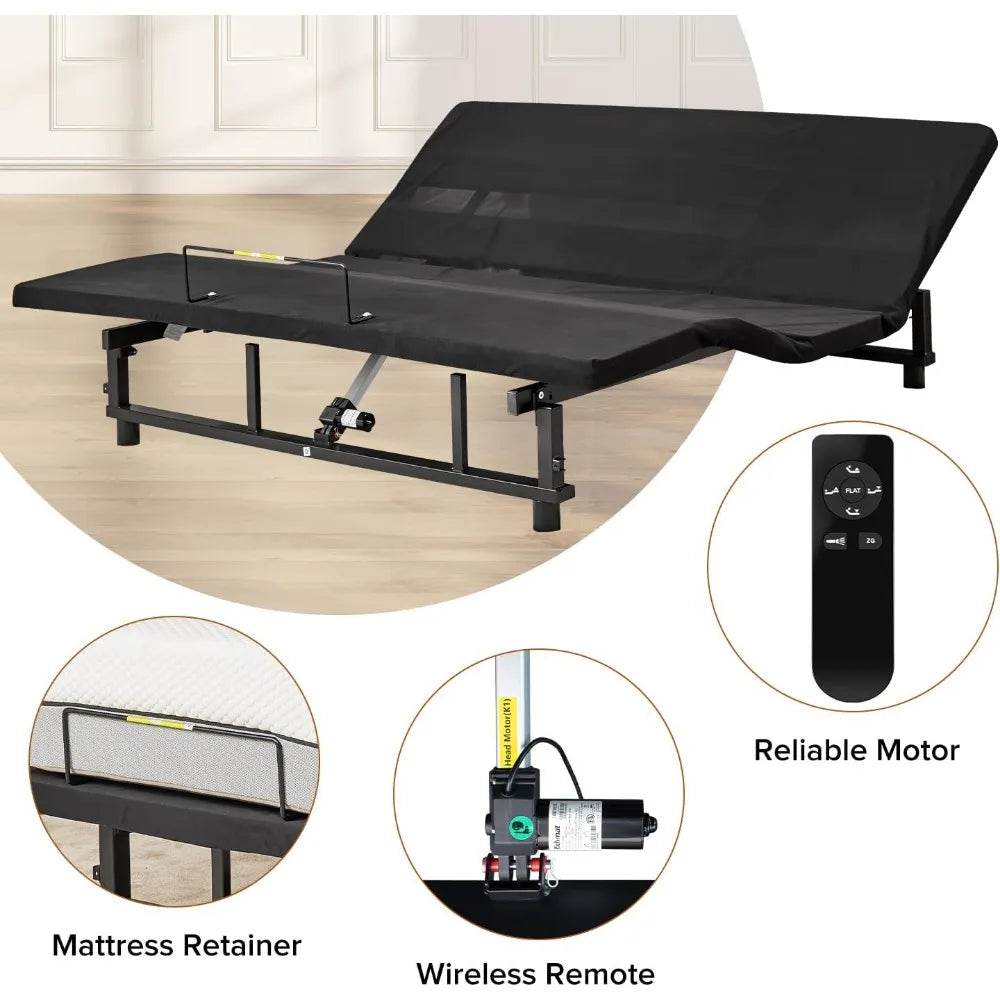 Adjustable Fabric Covered Bed Frame With Wireless Remote - Omega Lifestyles