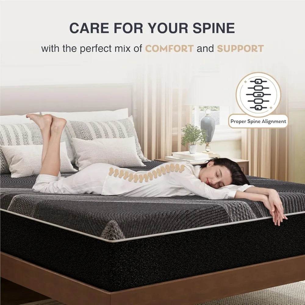 Medium Cooling Gel-Infused Charcoal Memory Foam Mattress - Sleep Galleria