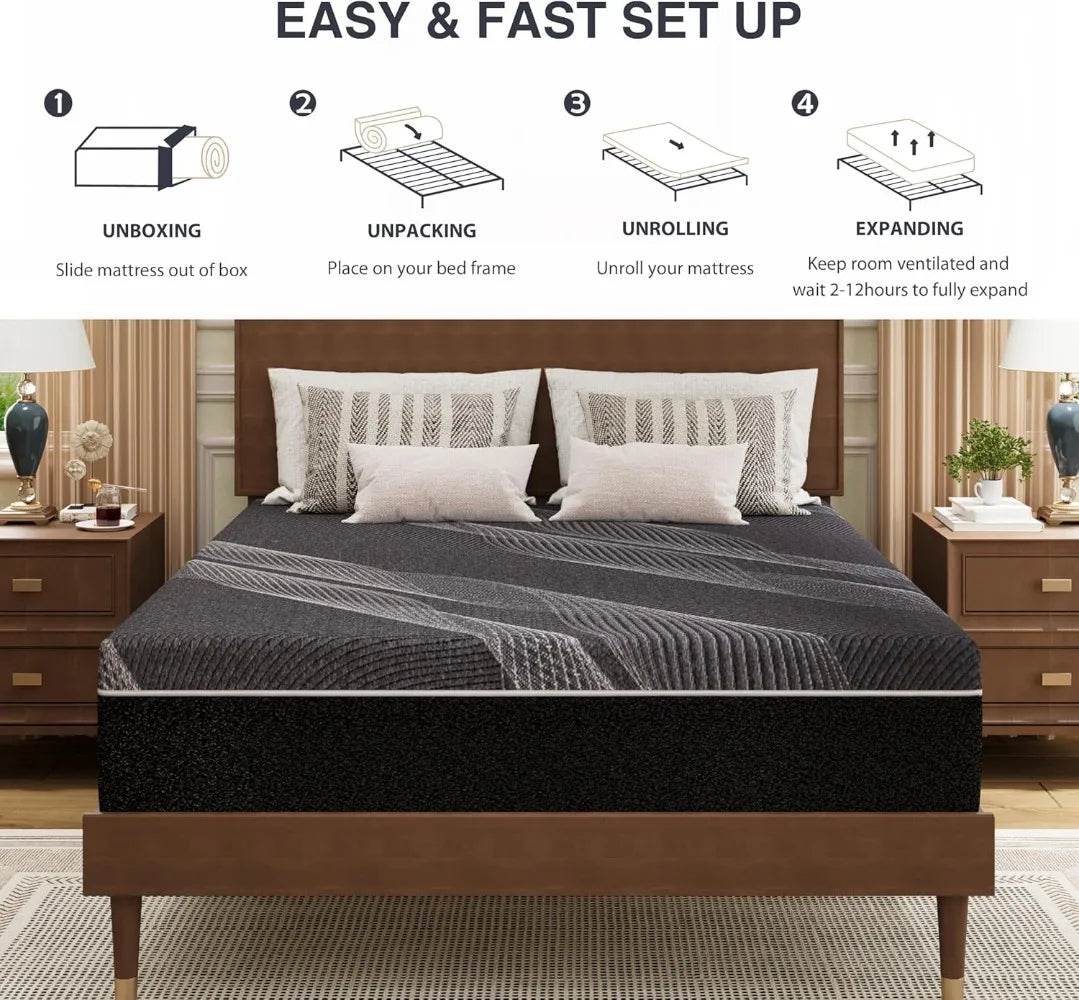 Medium Cooling Gel-Infused Charcoal Memory Foam Mattress - Sleep Galleria