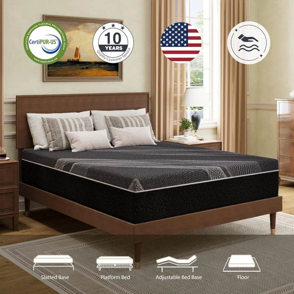 Medium Cooling Gel-Infused Charcoal Memory Foam Mattress - Sleep Galleria