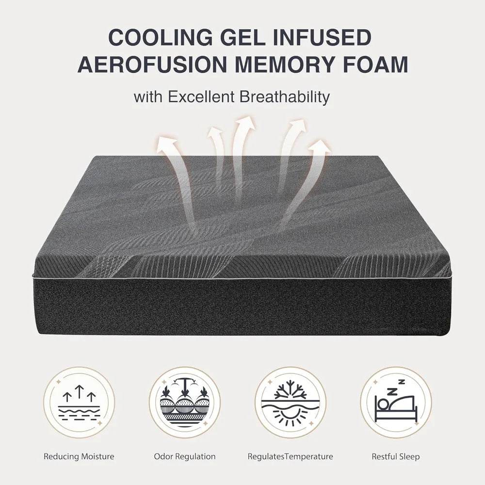 Medium Cooling Gel-Infused Charcoal Memory Foam Mattress - Sleep Galleria