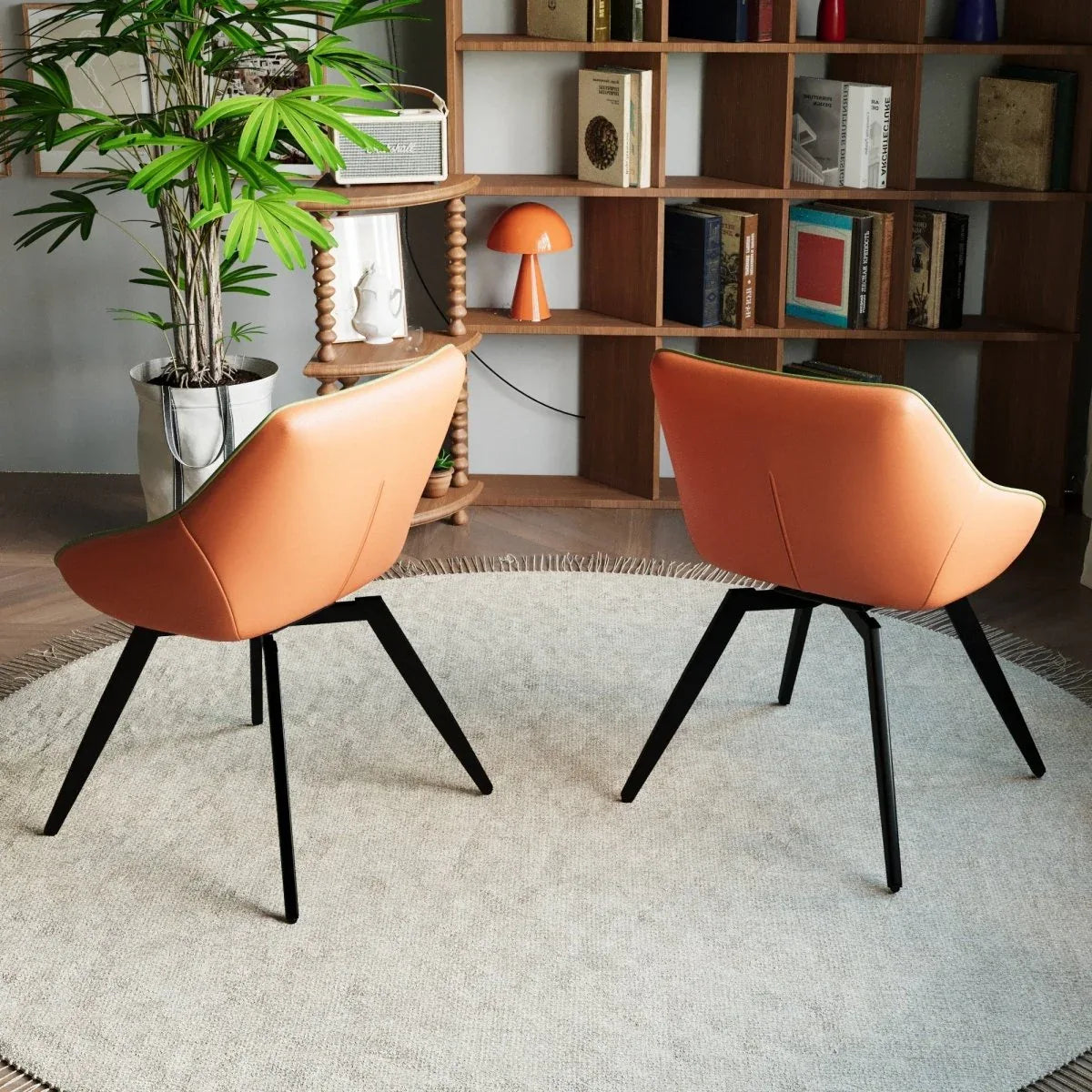 3-Piece Modern Round MDF Coffee Table And PU Chairs Set - Omega Lifestyles